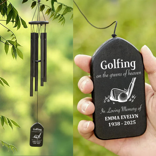 Golfing On The Greens Of Heaven - Personalized Wind Chimes