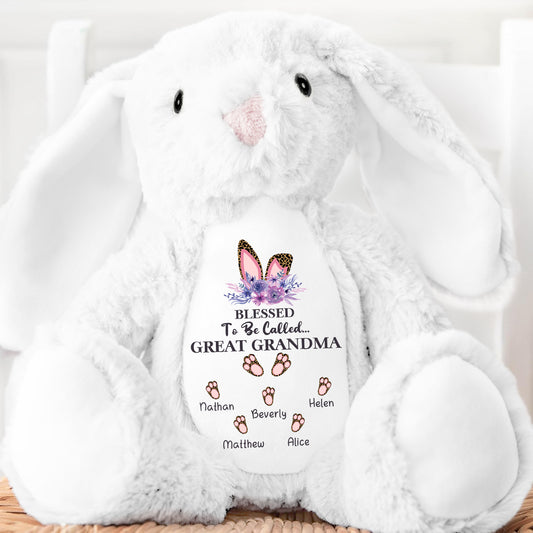 Blessed To Be Called Great Grandma - Personalized Stuffed Bunny