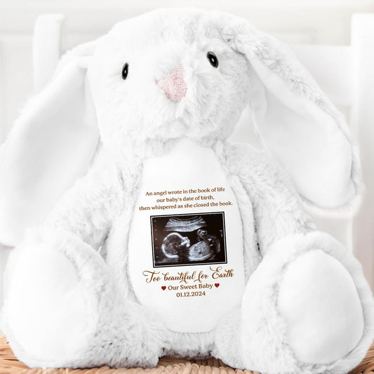 Too Beautiful For Earth - Personalized Stuffed Bunny