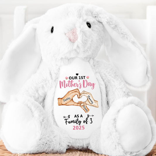 Our 1st Mother's Day As A Family Of 3 - Personalized Stuffed Bunny