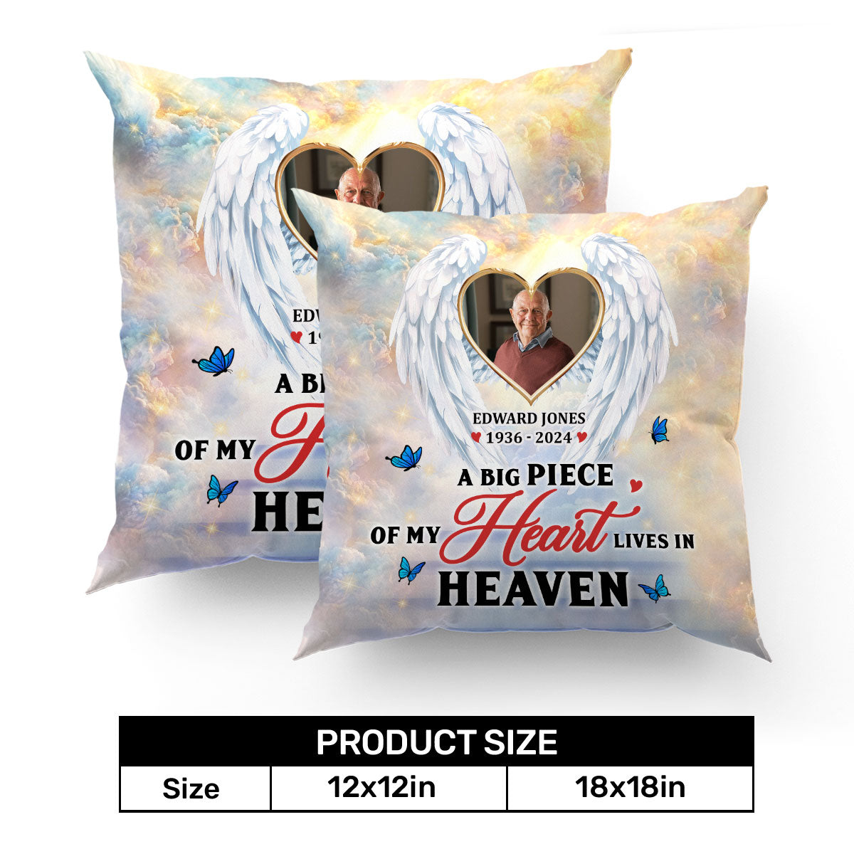 A Big Piece Of My Heart Lives In Heaven - Personalized Crystal Velvet Pillow