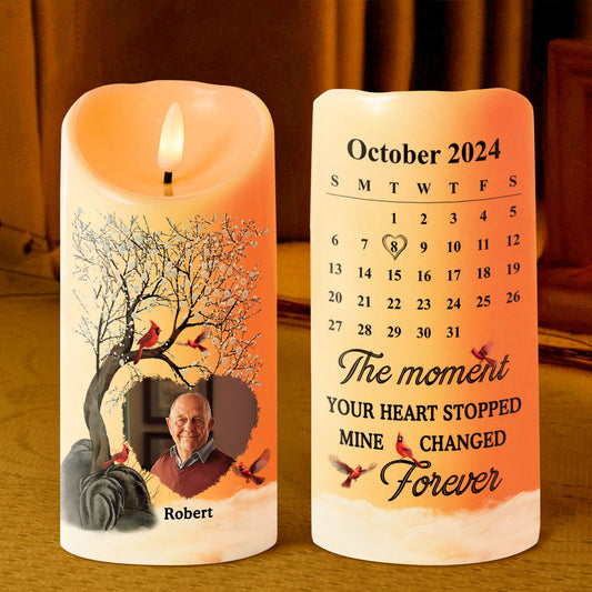 The Moment Your Heart Stopped Mine Changed Forever - Personalized Flameless LED Candle