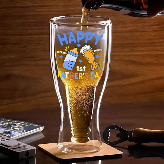 Happy 1st Father's Day - Personalized Inverted Beer Glass