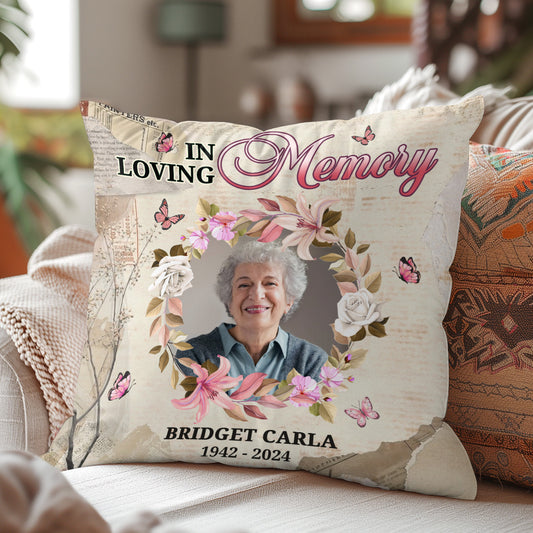 In Loving Memory - Personalized Crystal Velvet Pillow