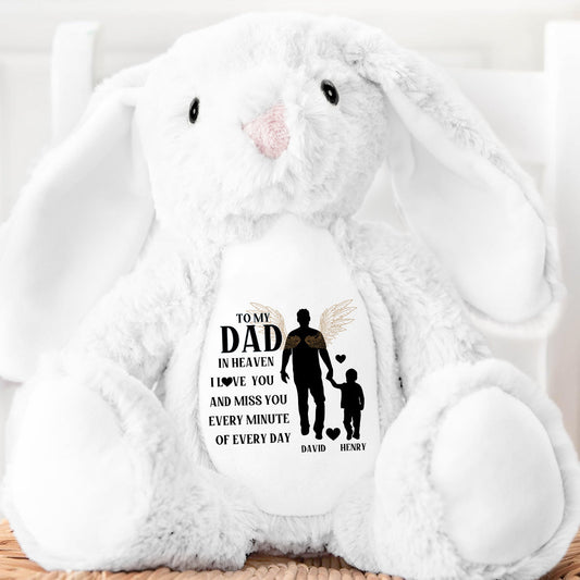 To My Dad/Mom In Heaven - Personalized Stuffed Bunny