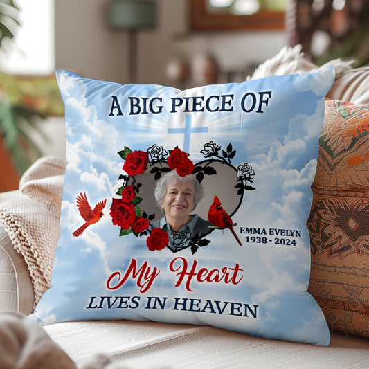 Big Piece Of My Heart Lives In Heaven - Personalized Crystal Velvet Pillow