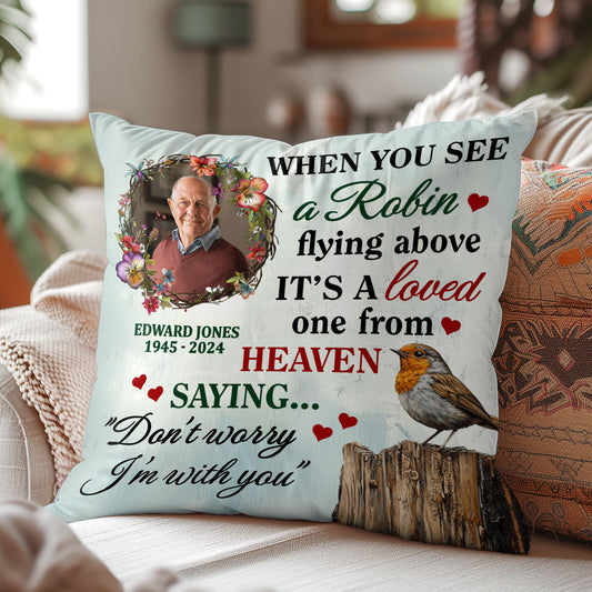 When You See A Robin - Personalized Crystal Velvet Pillow