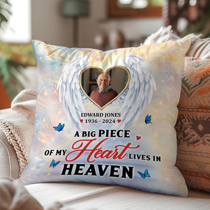 A Big Piece Of My Heart Lives In Heaven - Personalized Crystal Velvet Pillow
