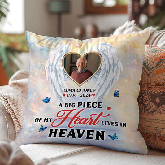 A Big Piece Of My Heart Lives In Heaven - Personalized Crystal Velvet Pillow