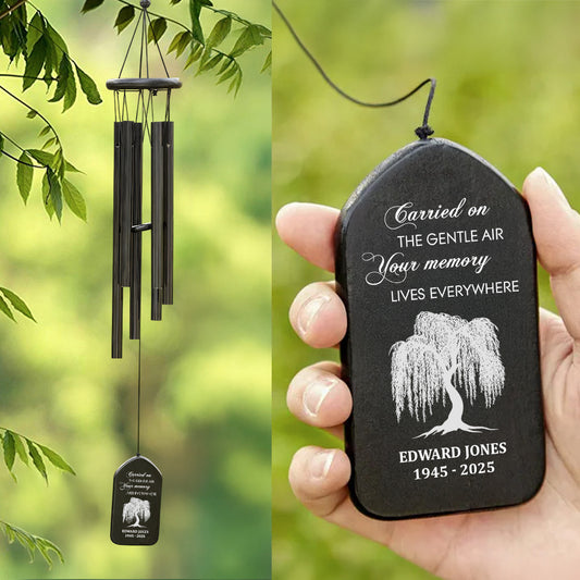 Carried On The Gentle Air, Your Memory Lives Everywhere - Personalized Wind Chimes