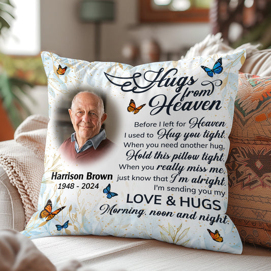 Hugs From Heaven - Personalized Crystal Velvet Pillow