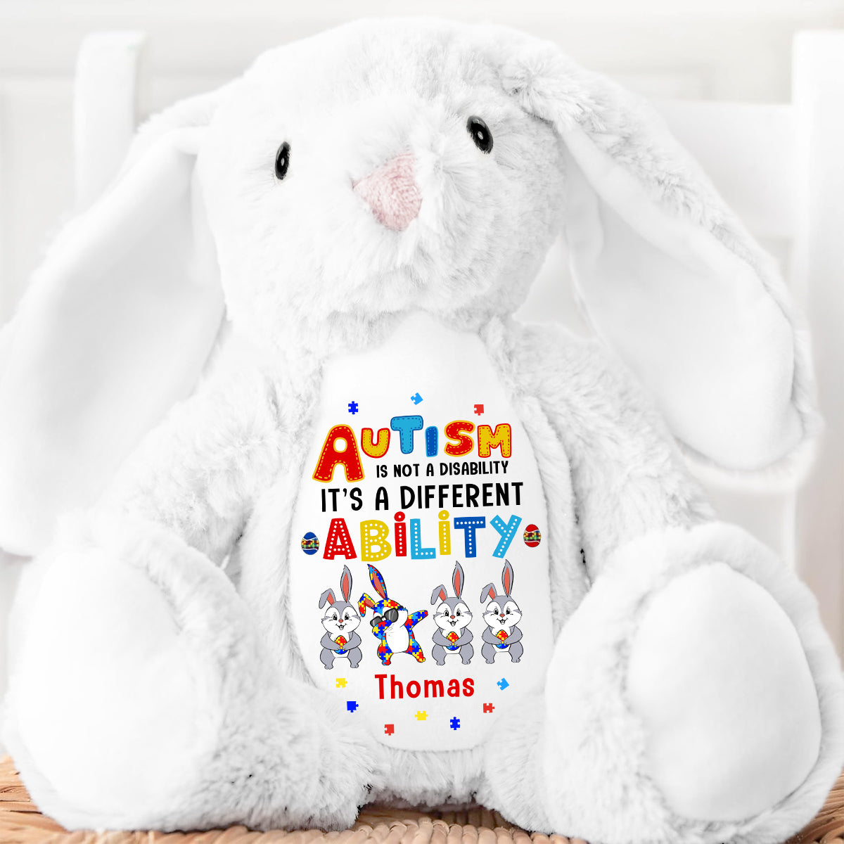 Autism Is Not A Disability - Personalized Stuffed Bunny – Hugsify