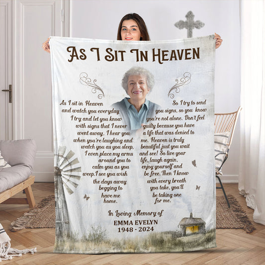 As I Sit In Heaven - Personalized Fleece Blanket