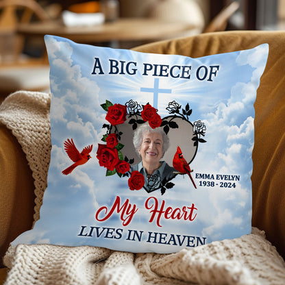 Big Piece Of My Heart Lives In Heaven - Personalized Crystal Velvet Pillow