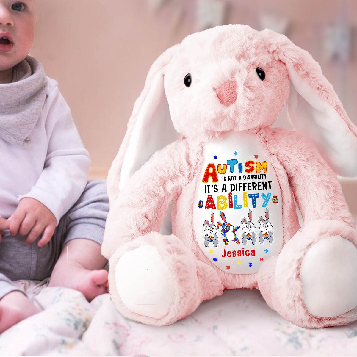 Autism Is Not A Disability - Personalized Stuffed Bunny