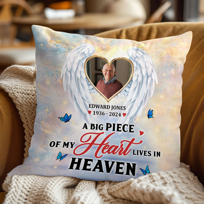 A Big Piece Of My Heart Lives In Heaven - Personalized Crystal Velvet Pillow