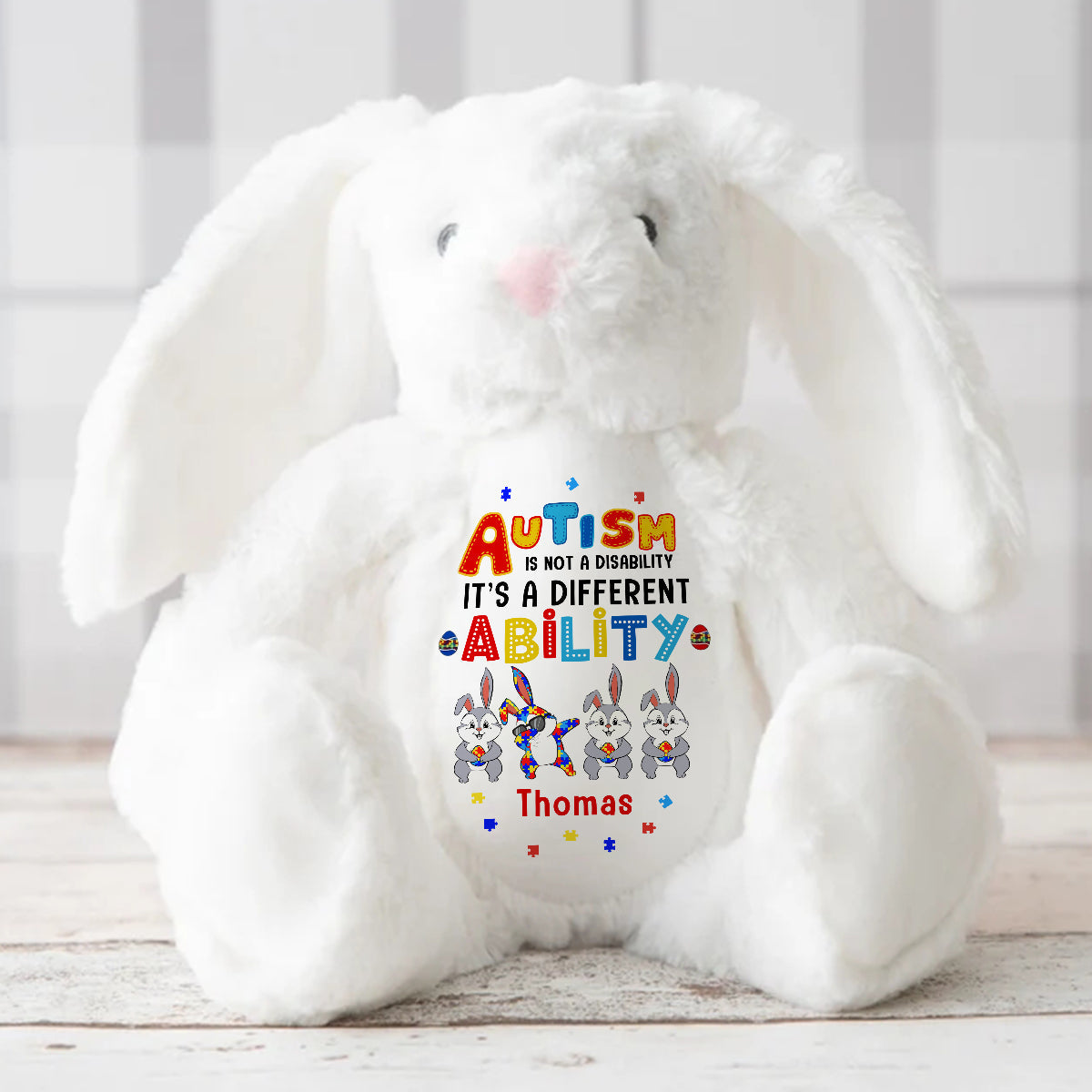 Autism Is Not A Disability - Personalized Stuffed Bunny
