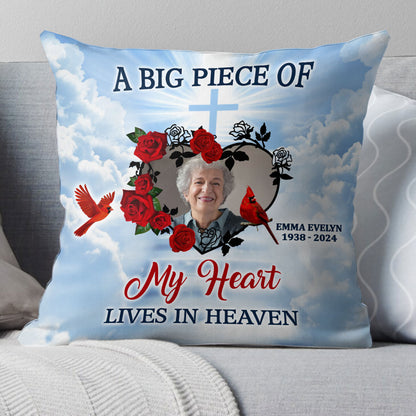Big Piece Of My Heart Lives In Heaven - Personalized Crystal Velvet Pillow
