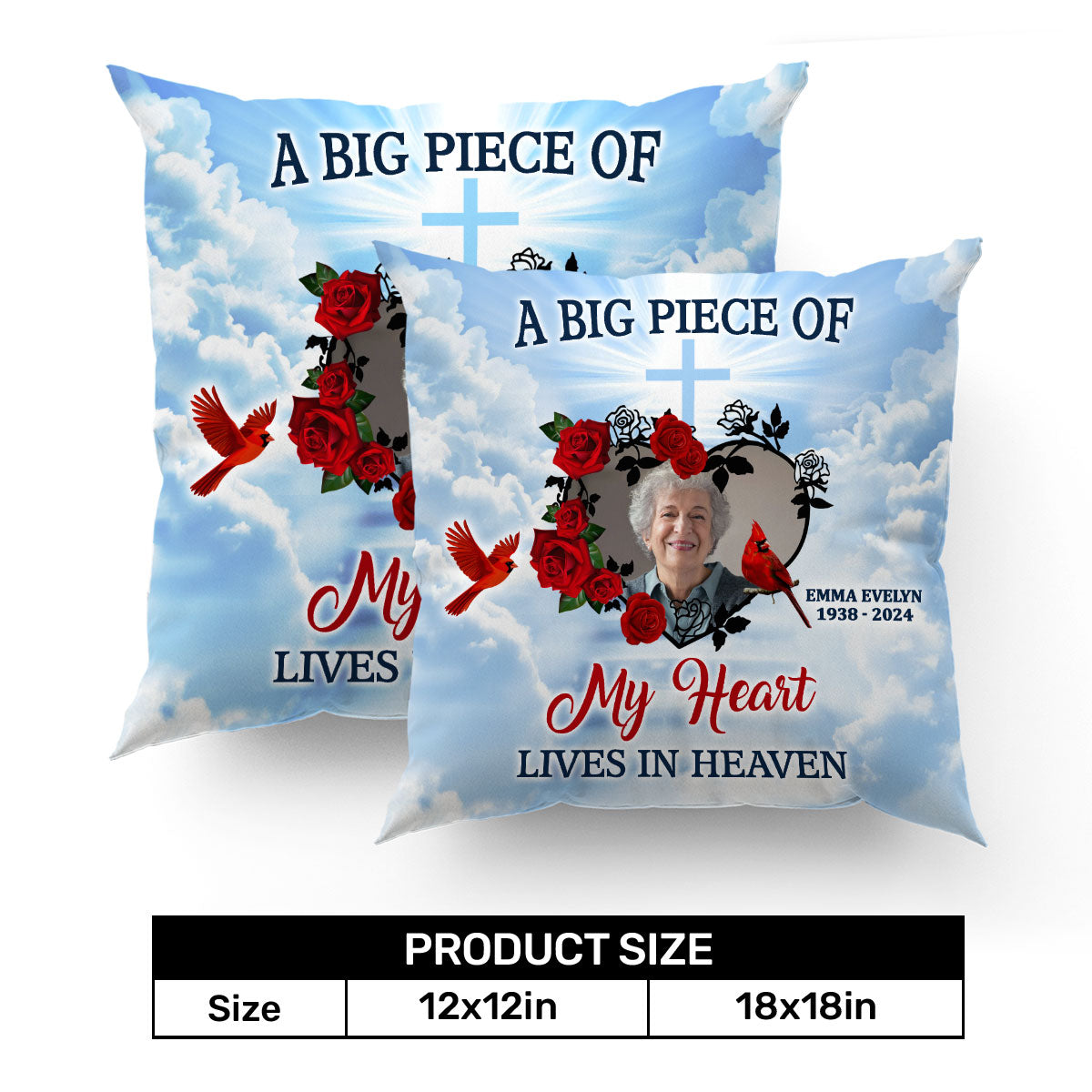 Big Piece Of My Heart Lives In Heaven - Personalized Crystal Velvet Pillow