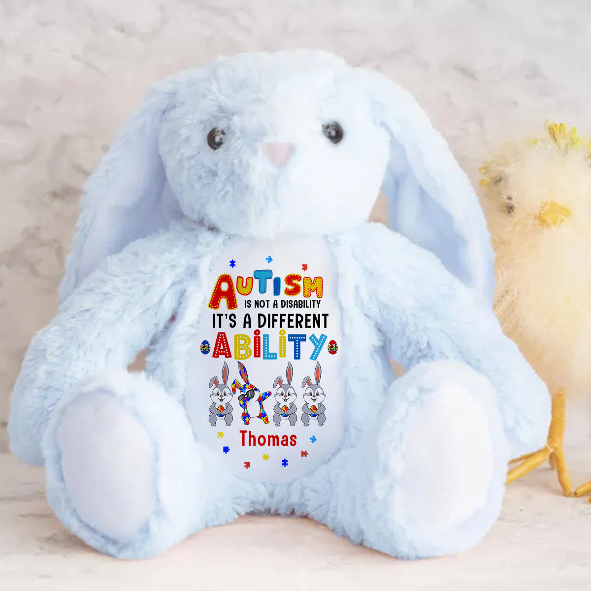 Autism Is Not A Disability - Personalized Stuffed Bunny
