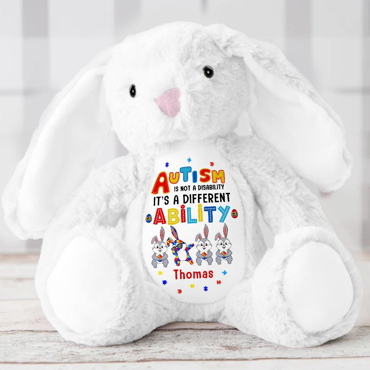 Autism Is Not A Disability - Personalized Stuffed Bunny