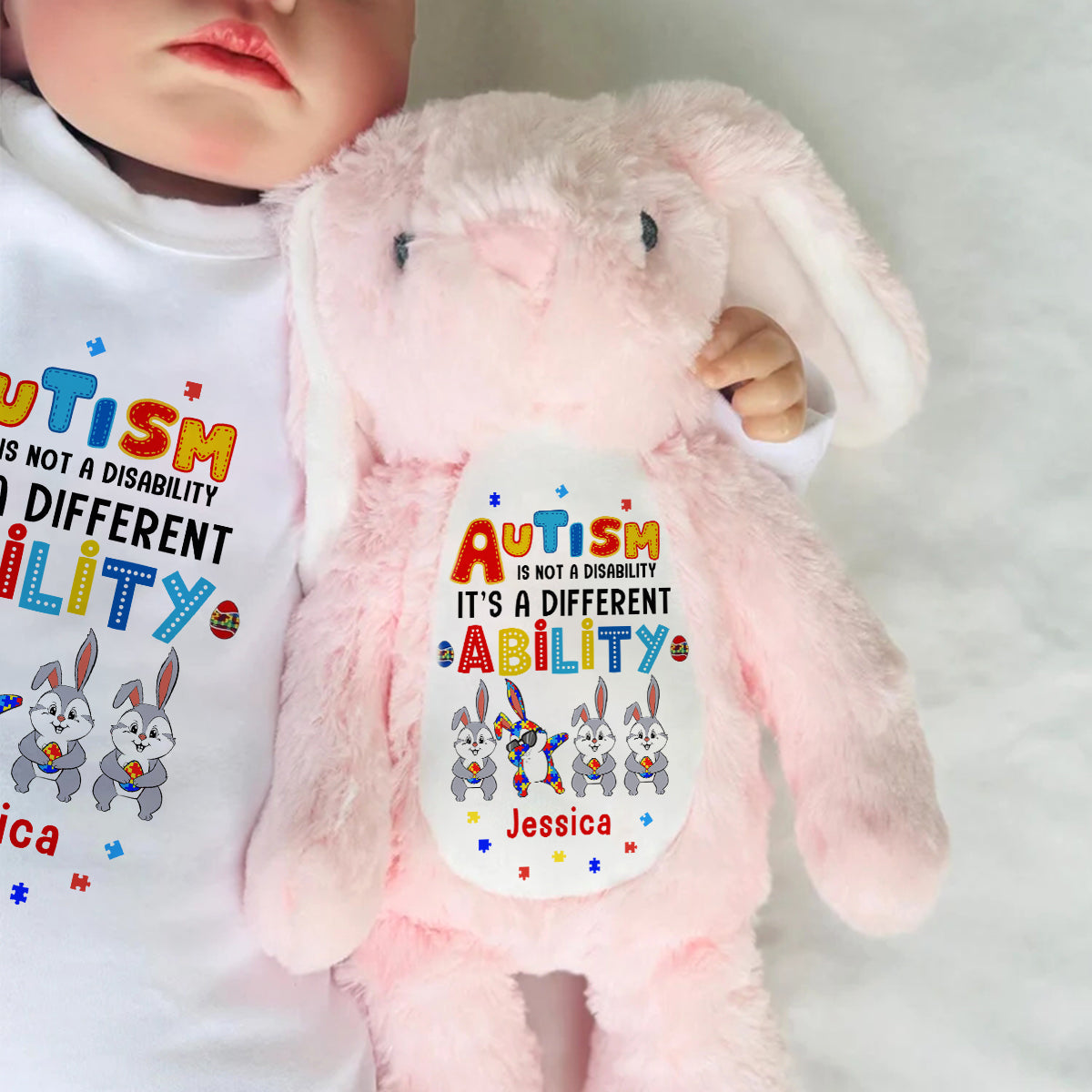 Autism Is Not A Disability - Personalized Stuffed Bunny