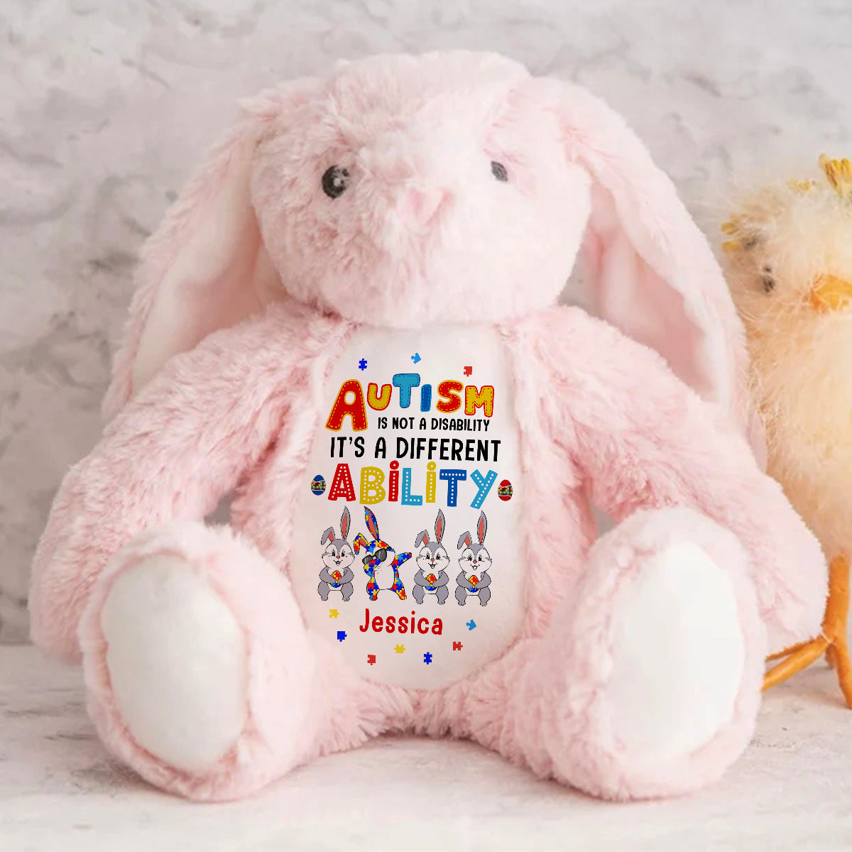 Autism Is Not A Disability - Personalized Stuffed Bunny