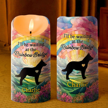 I'll Be Waiting At The Rainbow Bridge - Personalized Flameless LED Candle