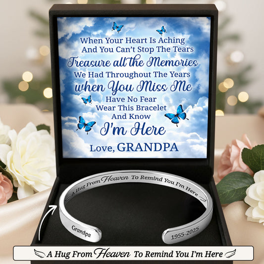 A Hug From Heaven - Personalized Cuff Bangle Bracelet With Box