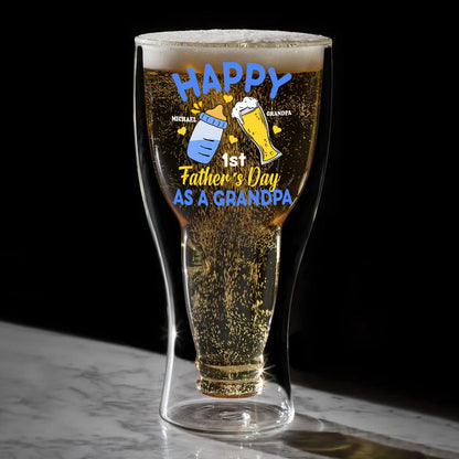 Our 1st Father'S Day As A Grandpa - Personalized Inverted Beer Glass
