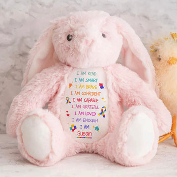 Kind Smart Loved Autistic Kid Back To School - Personalized Stuffed Bunny