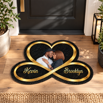Love You To Infinity And Beyond - Personalized Custom Shape Doormat