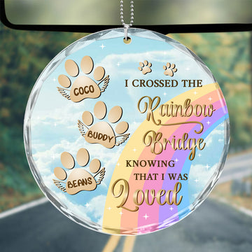 I Crossed The Rainbow Bridge - Personalized Car Acrylic Hanging Ornament