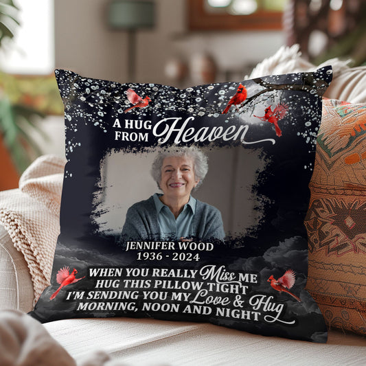 A Hug From Heaven - Personalized Crystal Velvet Pillow