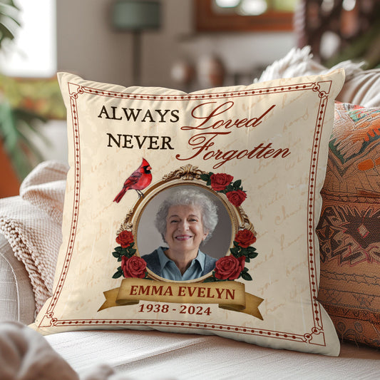 Always Loved Never Forgotten - Personalized Crystal Velvet Pillow