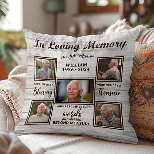 In Loving Memory - Personalized Crystal Velvet Pillow