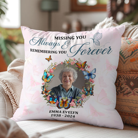 Missing You Always And Remembering You Forever - Personalized Crystal Velvet Pillow