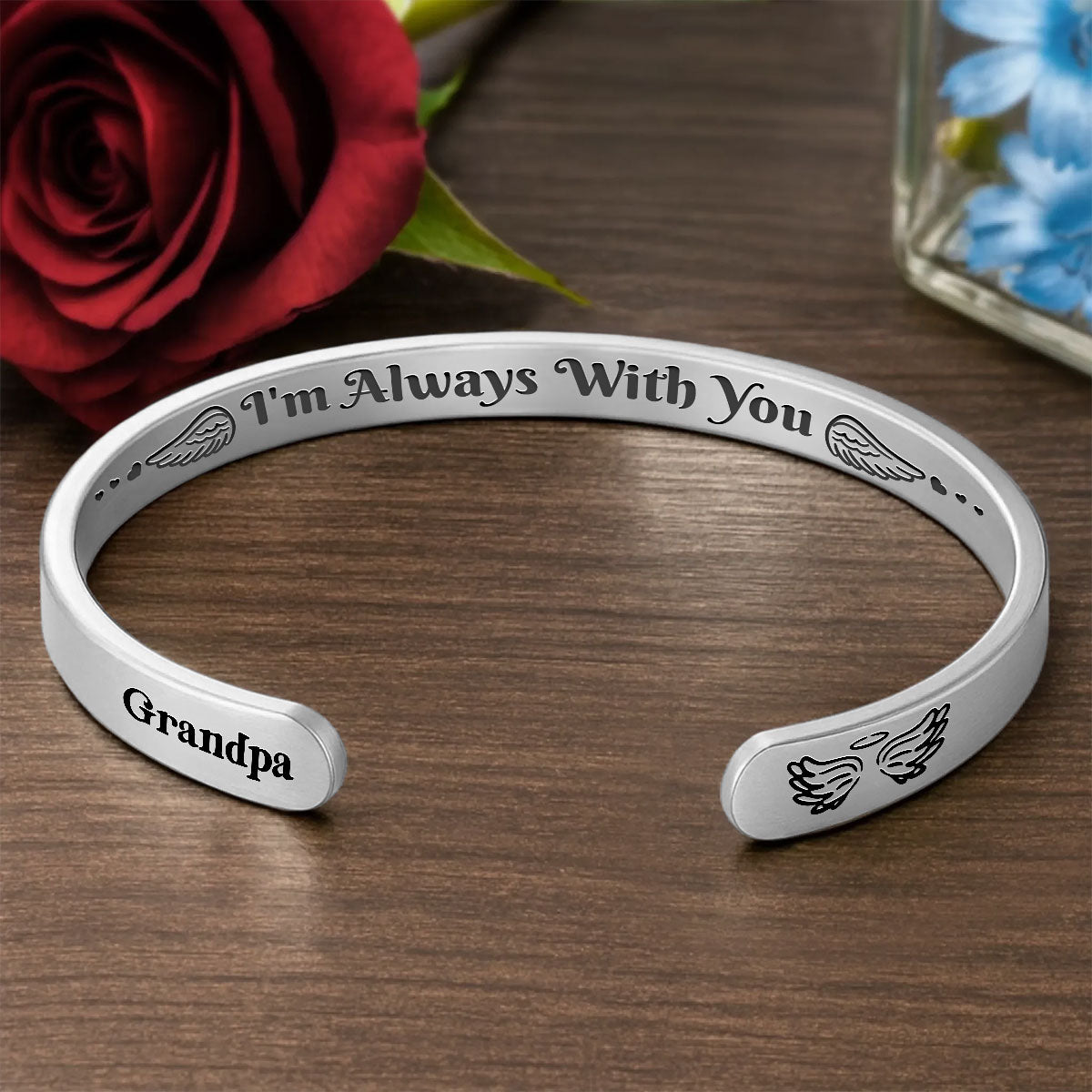 Always With You - Personalized Cuff Bangle Bracelet With Box
