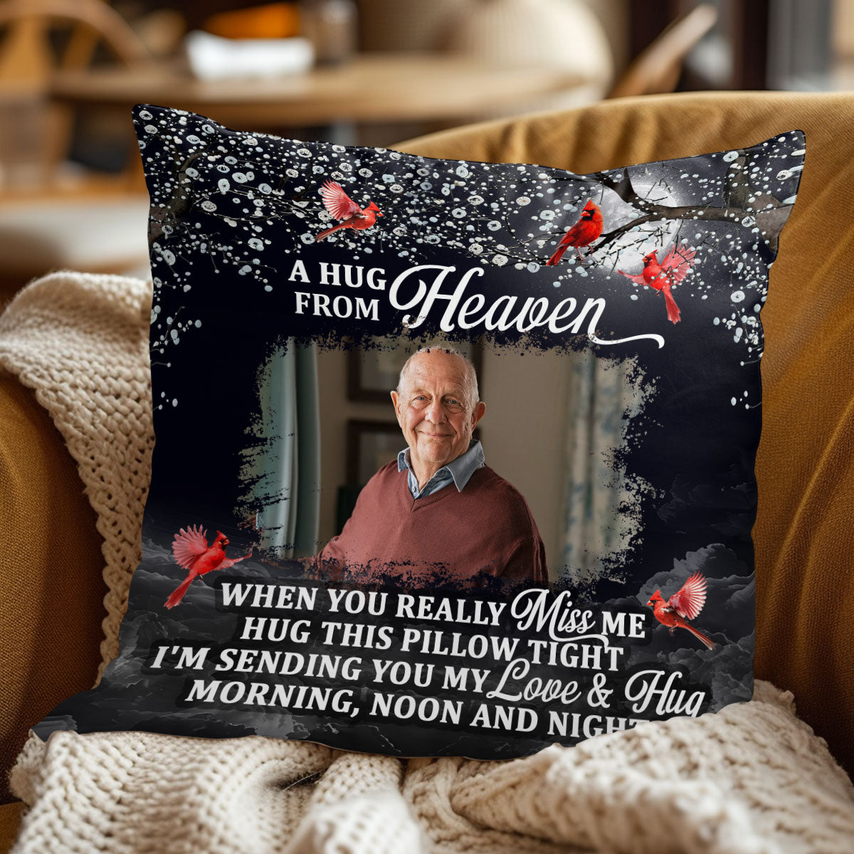 A Hug From Heaven - Personalized Crystal Velvet Pillow