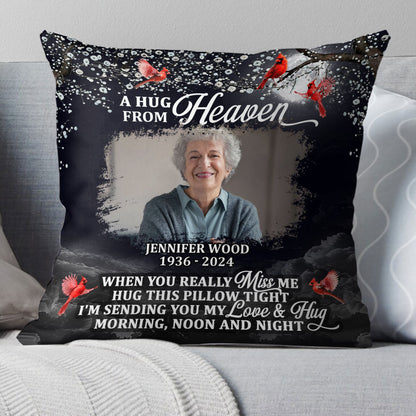 A Hug From Heaven - Personalized Crystal Velvet Pillow