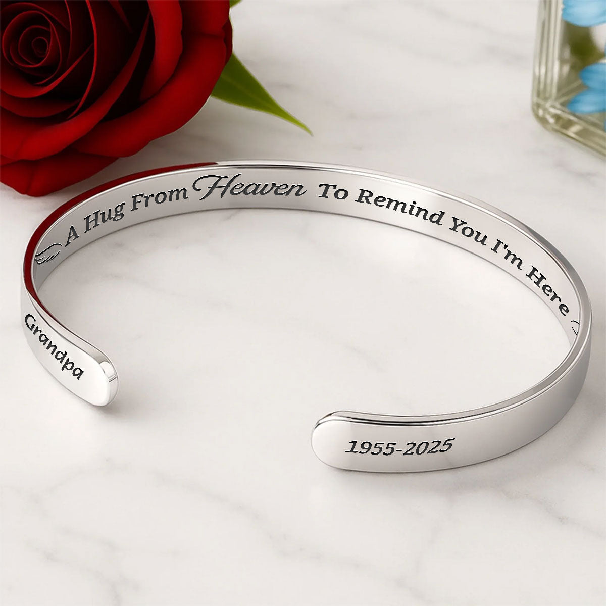 A Hug From Heaven - Personalized Cuff Bangle Bracelet With Box